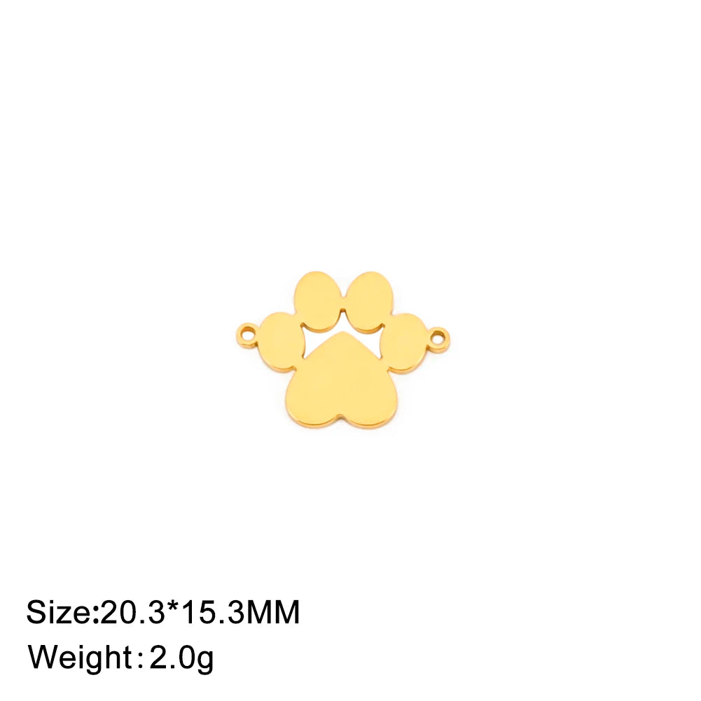 Cazador-abalorios con huella de pata de perro y gato, para fabricación de joyas, animales de acero inoxidable, 2 agujeros, colgantes DIY para pulsera y collar 2026