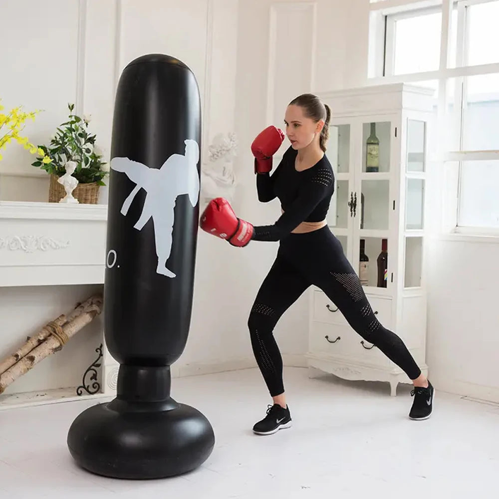 1 unidad de saco de boxeo inflable estilo KO, columna de boxeo, accesorios de entrenamiento para karate y taekwondo