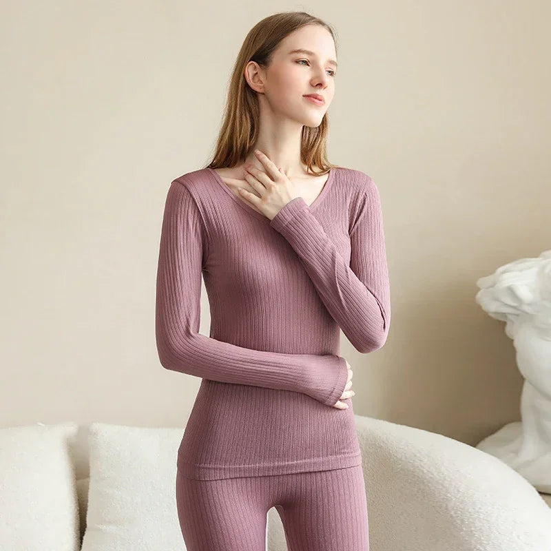 Ropa interior térmica cálida para mujer, ropa íntima Sexy para mujer, Calzoncillos largos con forma de mujer, ropa térmica moldeadora de cuello medio para mujer
