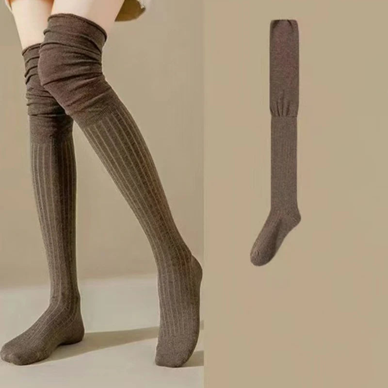 1/4 pares de calcetines hasta la rodilla de Color sólido para mujer, calcetines de Botas Largas informales de alta elasticidad, transpirables, cómodos, adecuados para todas las estaciones