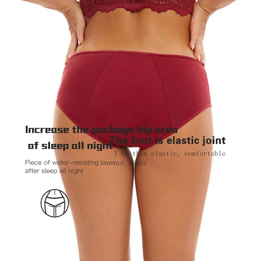 Bragas menstruales muy abundantes para mujer, calzoncillos de algodón transpirables, ropa interior fisiológica de cintura baja para mujer