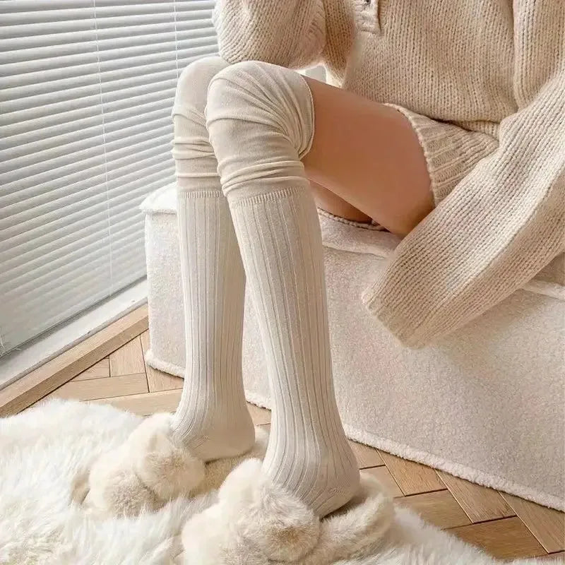 1/4 pares de calcetines hasta la rodilla de Color sólido para mujer, calcetines de Botas Largas informales de alta elasticidad, transpirables, cómodos, adecuados para todas las estaciones