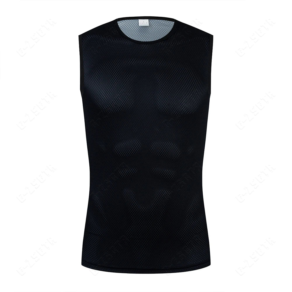 Capa Base de ciclismo, ropa interior reflectante, Jersey de ciclismo blanco, chaleco deportivo, camiseta interior para hombre, chaleco elástico de secado rápido, Jersey para bicicleta de carretera