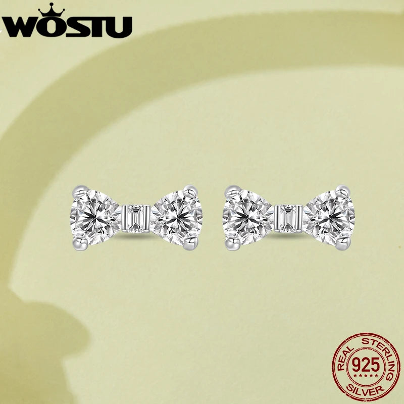 WOSTU-pendientes de plata de ley 925 con diseño de animales y patas bonitas de arcoíris para mujer, aretes con forma de corazón, flor ovalada, circonita, cangrejo, regalo de joyería