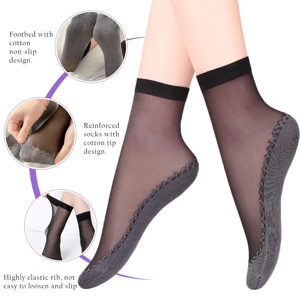 Calcetines transpirables ultrafinos para mujer, medias suaves, informales, ligeras, transparentes, para primavera y verano, 10 pares，calcetines dedos，calcetin mujer，calcetines dedos separados para mujer