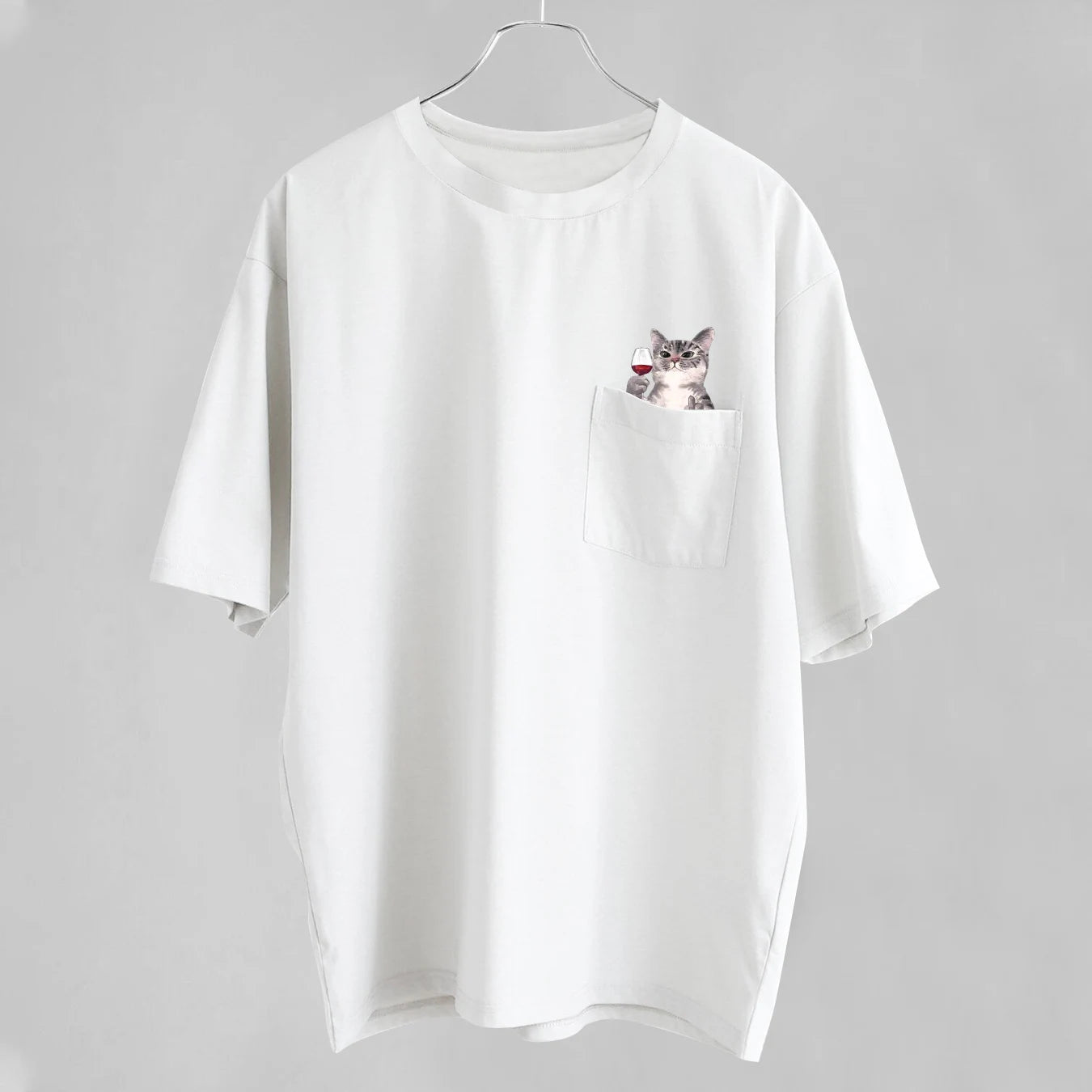 CLOOCL-Camiseta divertida de gato para mujer, camisa de algodón con estampado y bolsillo.