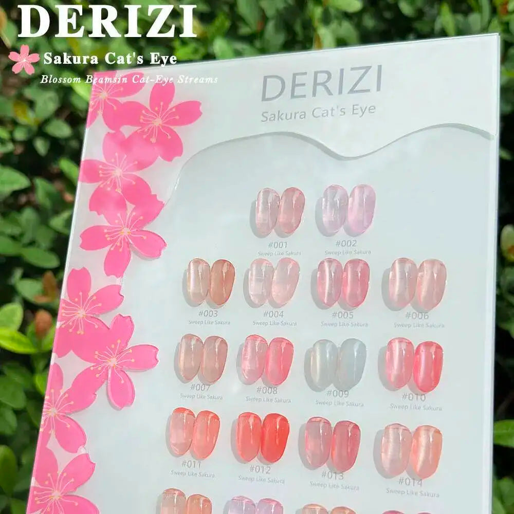 Juego de esmaltes de uñas en Gel de ojo de gato de cristal Sakura rosa, barniz de Gel LED UV magnético brillante semipermanente con tarjeta de Color