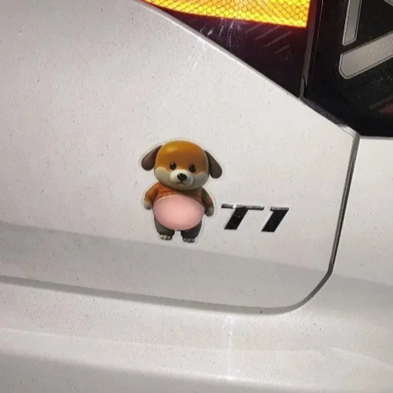 Pegatina 3D de silicona con diseño de Shiba Inu para puerta de coche, protector de parachoques, juguete decorativo y divertido para la carrocería del coche.