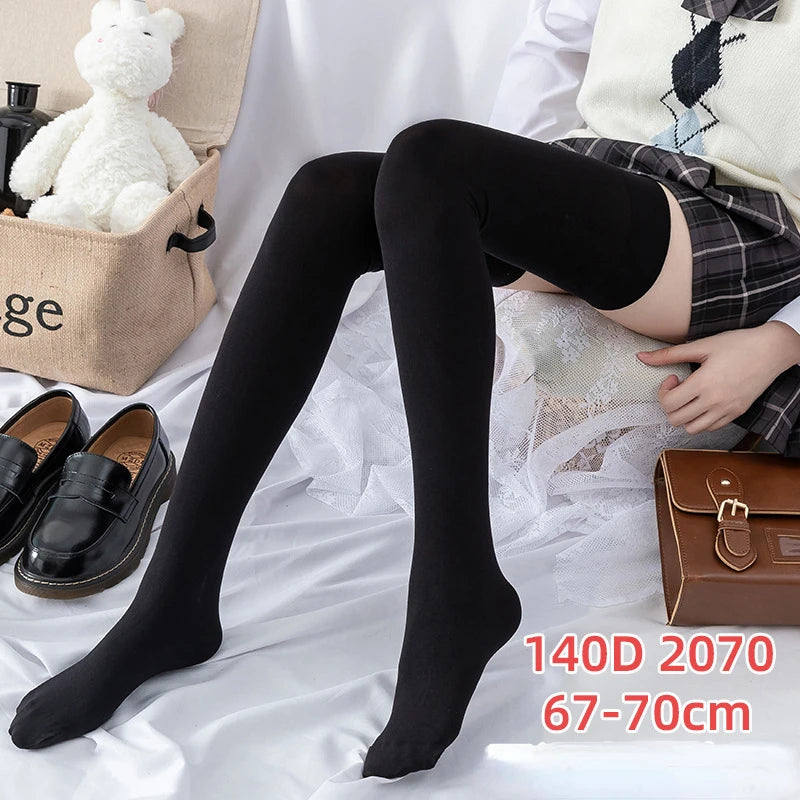 Calcetines largos de terciopelo por encima de la rodilla para mujer y niña, uniforme de alta elasticidad, antideslizantes, ajustados, altura de 190cm