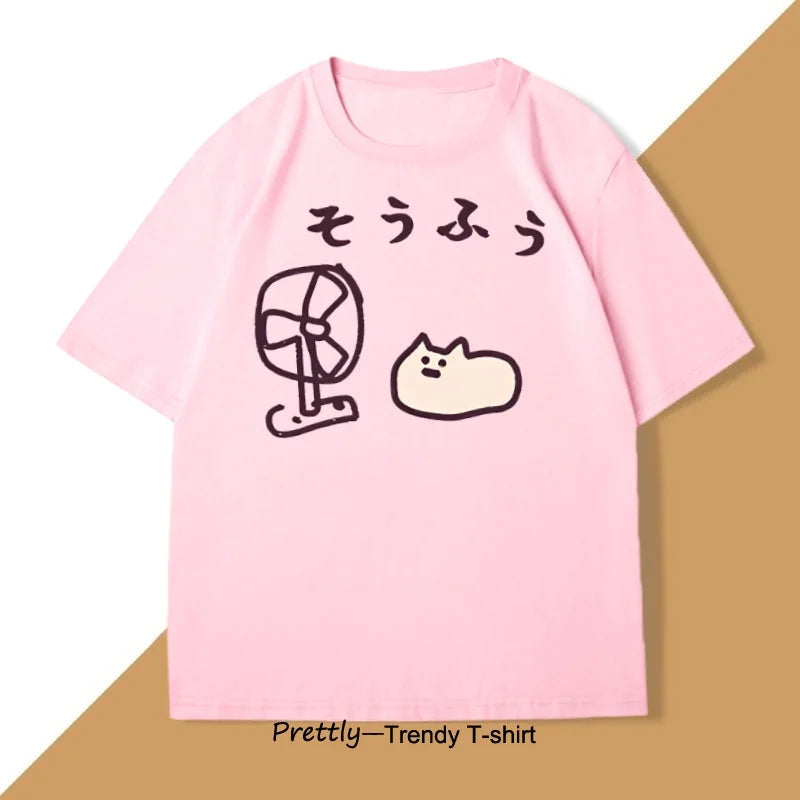 Camiseta de estilo japonés para hombre y mujer, camiseta divertida de manga corta de algodón, camisetas gráficas, ropa de calle de verano, camisetas estampadas