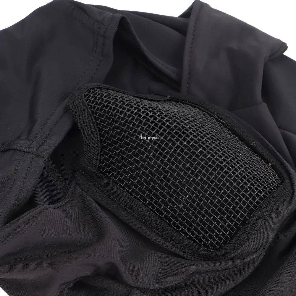 Pasamontañas Táctico de Malla para Airsoft y Paintball, Cubre Rostro Completo, Estilo Ninja, Capucha Metálica de Acero, Diseño Plegable