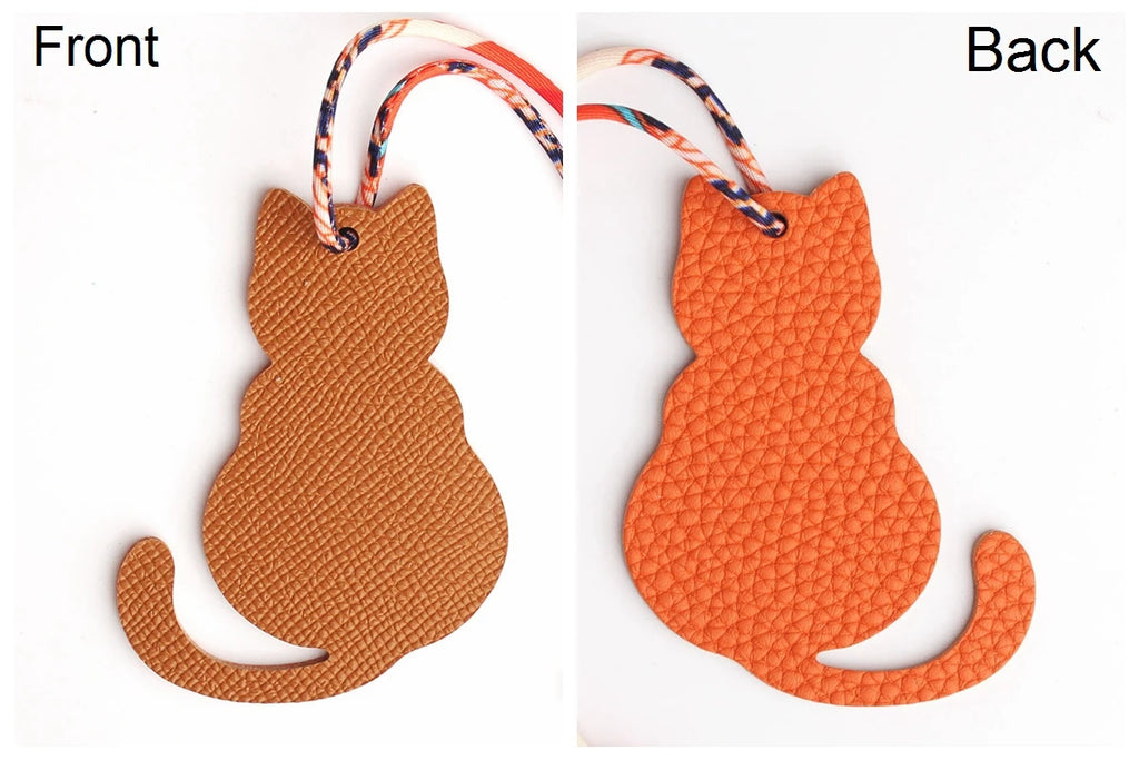 Llavero con doble cara de piel auténtica de grano completo de cocodrilo, gato de la suerte, cachorro, perro, caballo, mochila, colgante, Animal, bolso de mujer