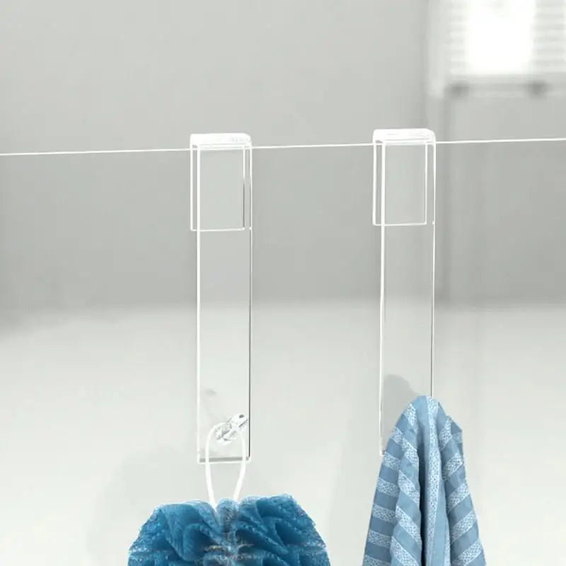 Gancho de acrílico para puerta de ducha, perchero transparente sin perforaciones, COLGADOR PARA Albornoz de baño, sobre puerta de vidrio