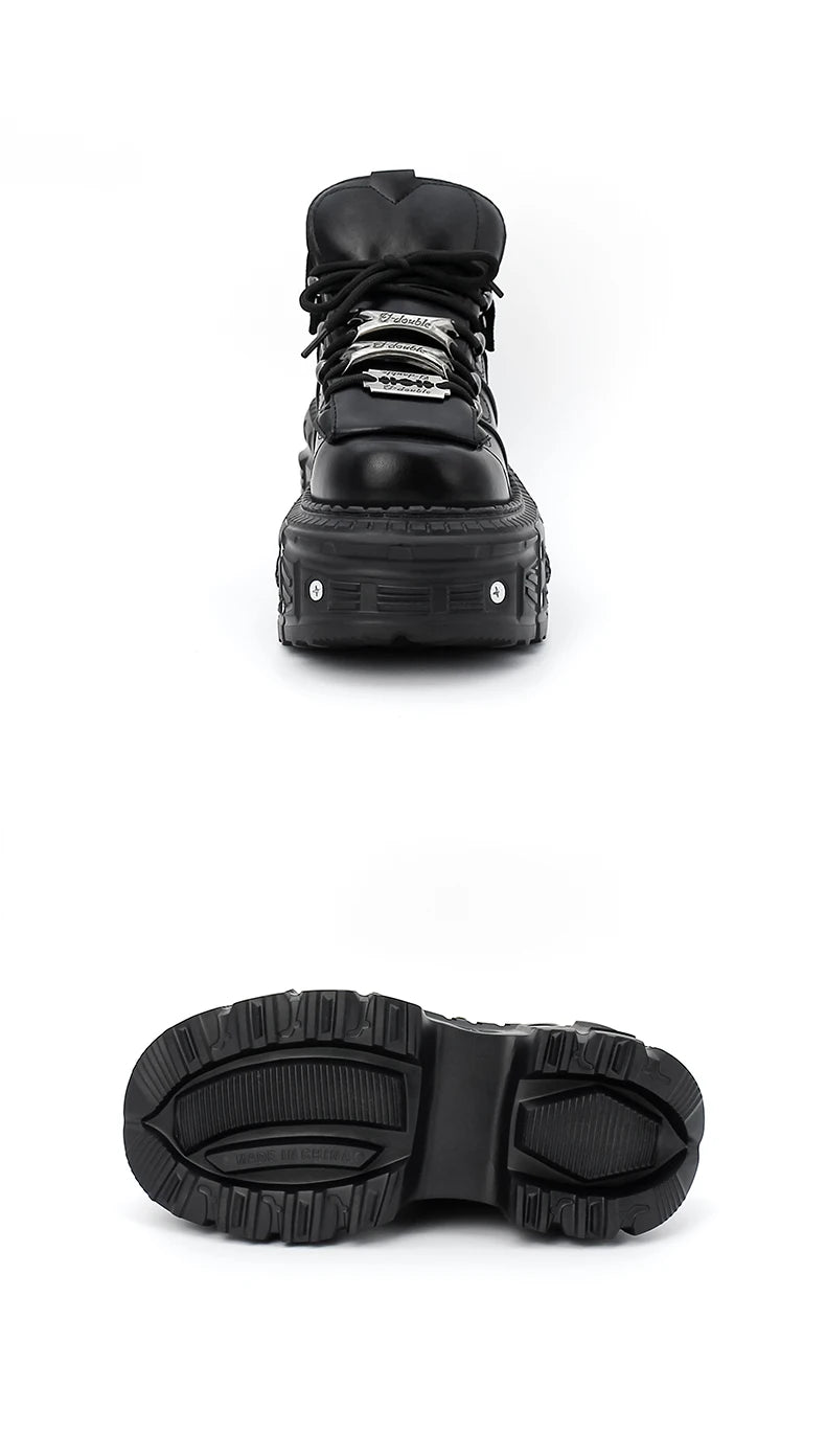 2026 nuevo estilo Punk zapatos de mujer con cordones altura del tacón 6CM zapatos de plataforma mujer gótico tobillo Rock botas decoración de Metal zapatillas de deporte para mujer