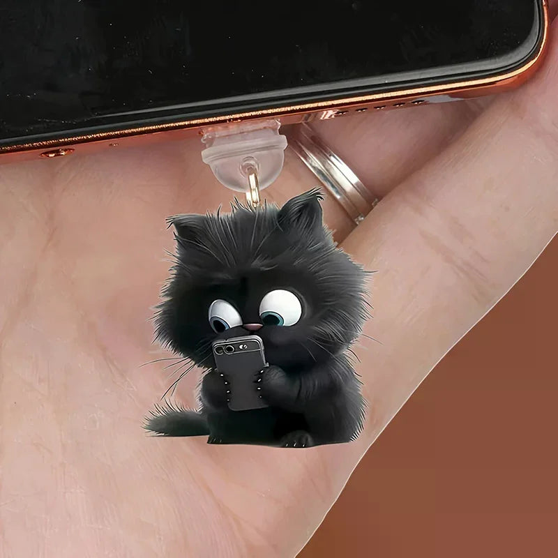 Colgante con tapón antipolvo para teléfono móvil, decoración para perros y gatos, colgante para puerto de carga tipo C, enchufe antipolvo