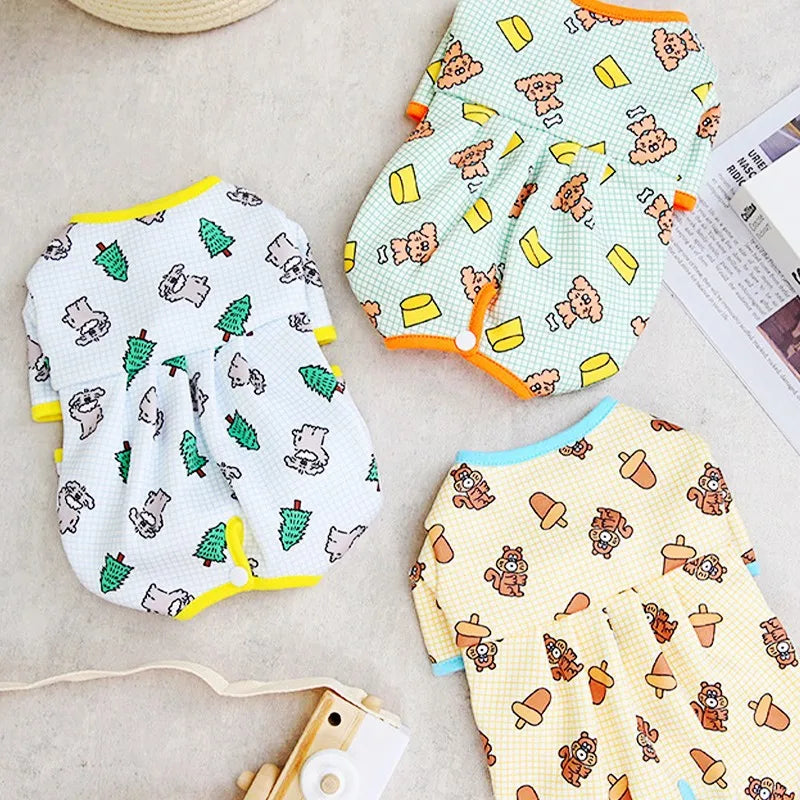 Mono de Invierno para Perros, Ropa Cálida con Estampado para Perros y Gatos, Chihuahua, Bichón, Pijama de Cuatro Patas para Cachorros