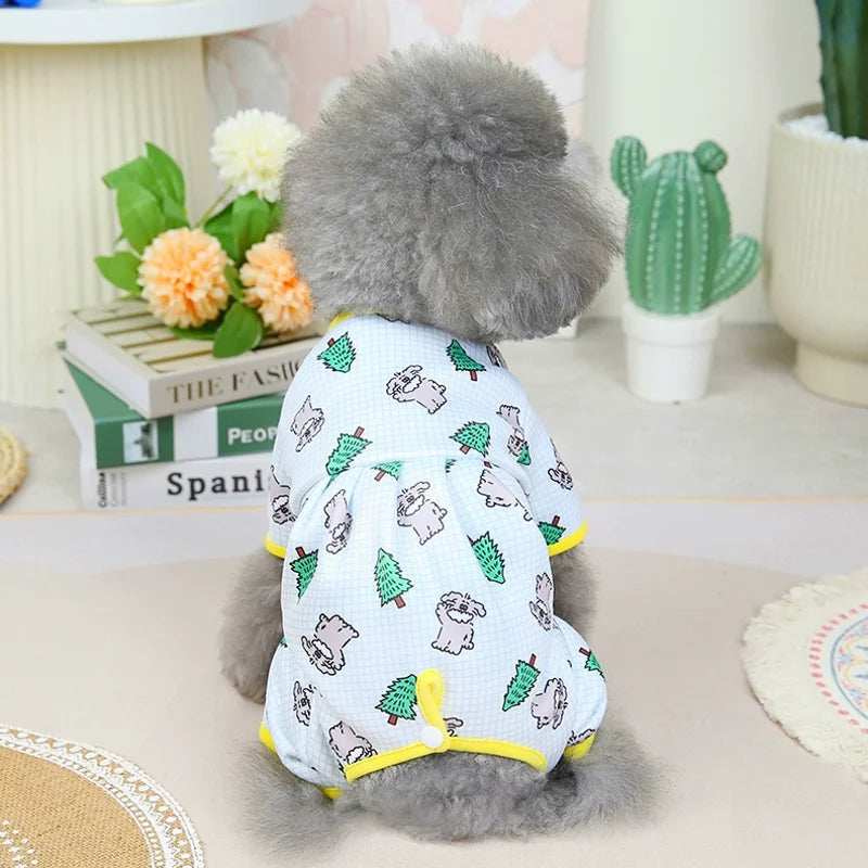 Mono de Invierno para Perros, Ropa Cálida con Estampado para Perros y Gatos, Chihuahua, Bichón, Pijama de Cuatro Patas para Cachorros