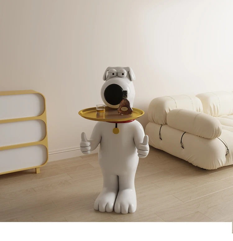Estatua de perro de dibujos animados para decoración del hogar, estatuilla de resina grande, accesorios creativos para sala de estar, escultura Nórdica