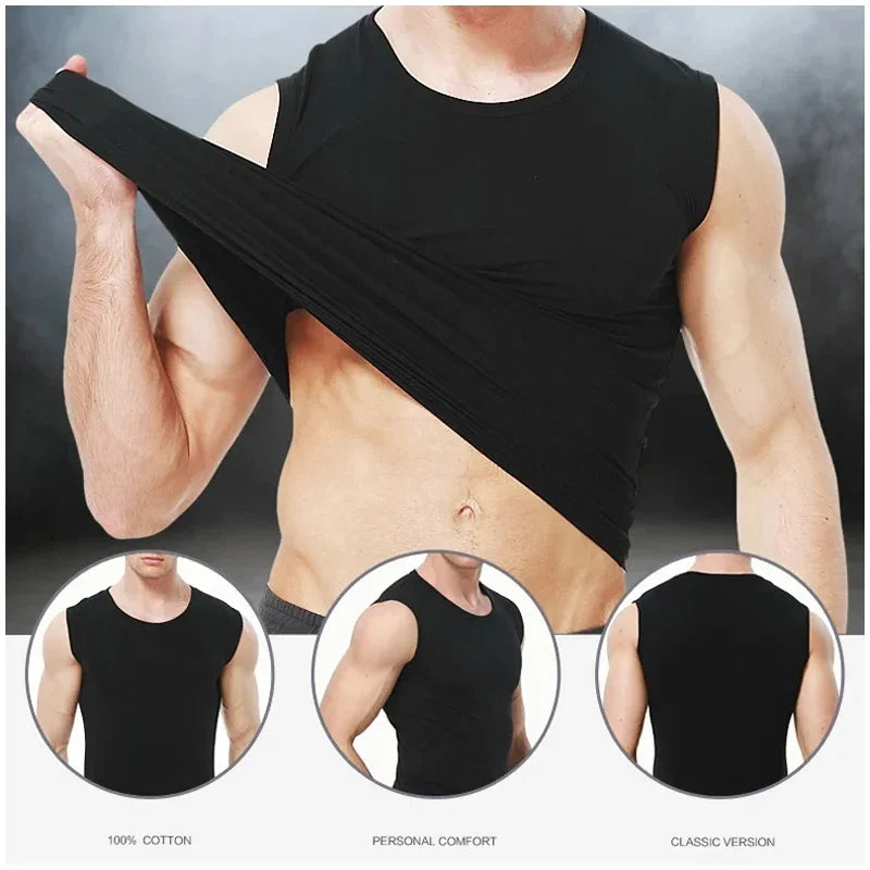 Chaleco ajustado de algodón sin mangas para hombre, 1/3 piezas, con Color de fondo, para ejercicio cómodo y fitness, camiseta sin mangas con