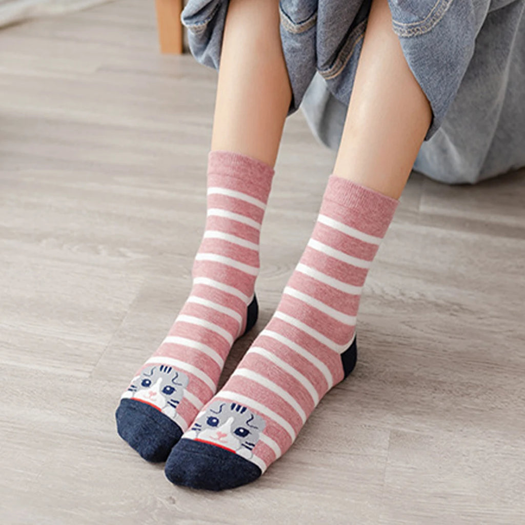 5 pares de calcetines de mujer con estampado de gato, lindos, únicos, divertidos, cómodos, que absorben la humedad