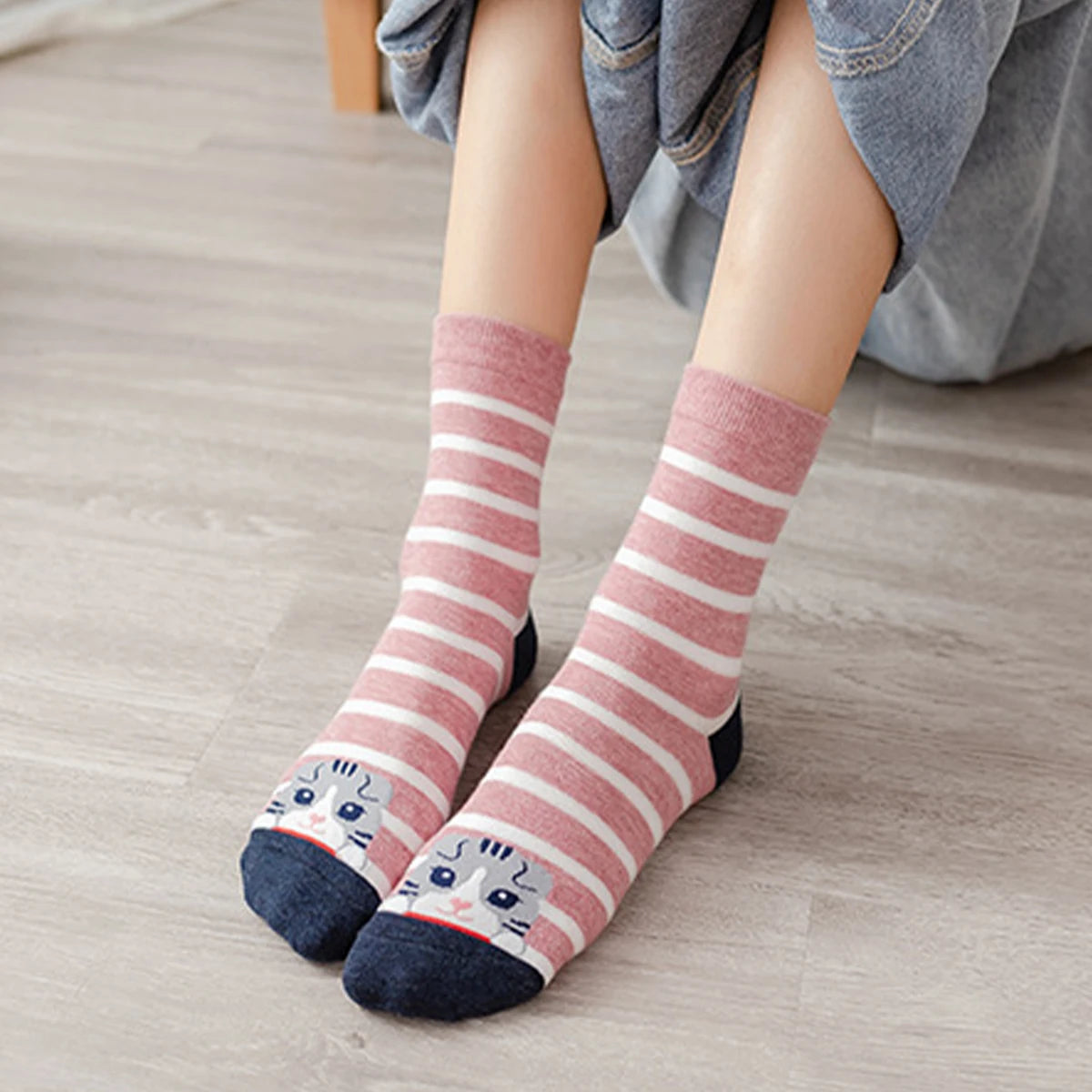 5 pares de calcetines de mujer con estampado de gato, lindos, únicos, divertidos, cómodos, que absorben la humedad
