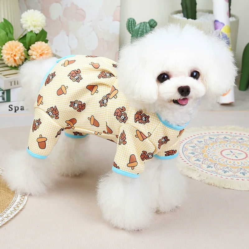 Mono de Invierno para Perros, Ropa Cálida con Estampado para Perros y Gatos, Chihuahua, Bichón, Pijama de Cuatro Patas para Cachorros