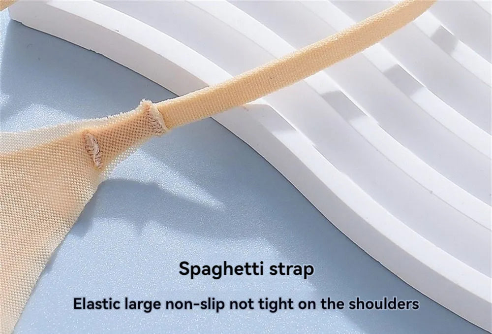 Sujetador superior de seda de hielo transpirable ultrafino para mujer, chaleco Halter con espalda sin costuras, sujetador envolvente, pecho pequeño juntos