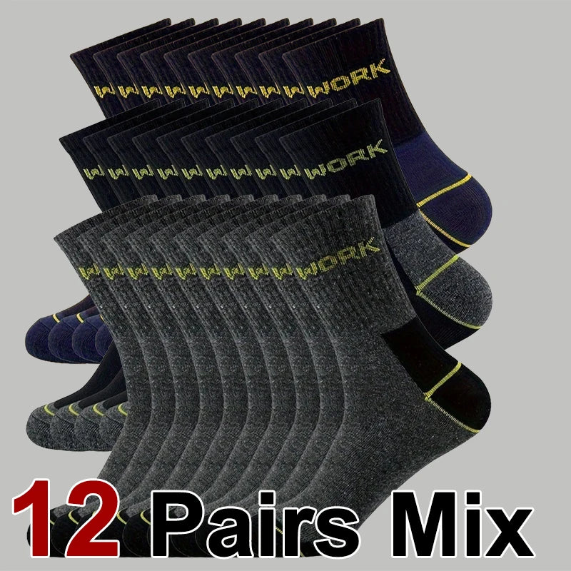 6/12 pares de calcetines de tubo medio a prueba de olores de negocios de alta calidad para hombres calcetines deportivos de ocio transpirables absorbentes del sudor para todas las estaciones