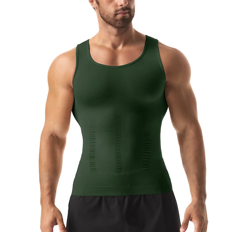 Chaleco moldeador de cuerpo adelgazante para hombre, camisa Abs para Abdomen, entrenamiento de gimnasio delgado, Control de barriga, camiseta sin mangas de compresión, ropa moldeadora sin mangas