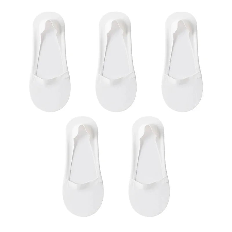 5 pares de calcetines para mujer, transpirables, invisibles, de silicona, antideslizantes, de color sólido, calcetines tipo barco, cómodos, de alta calidad, invisibles, ultrafinos