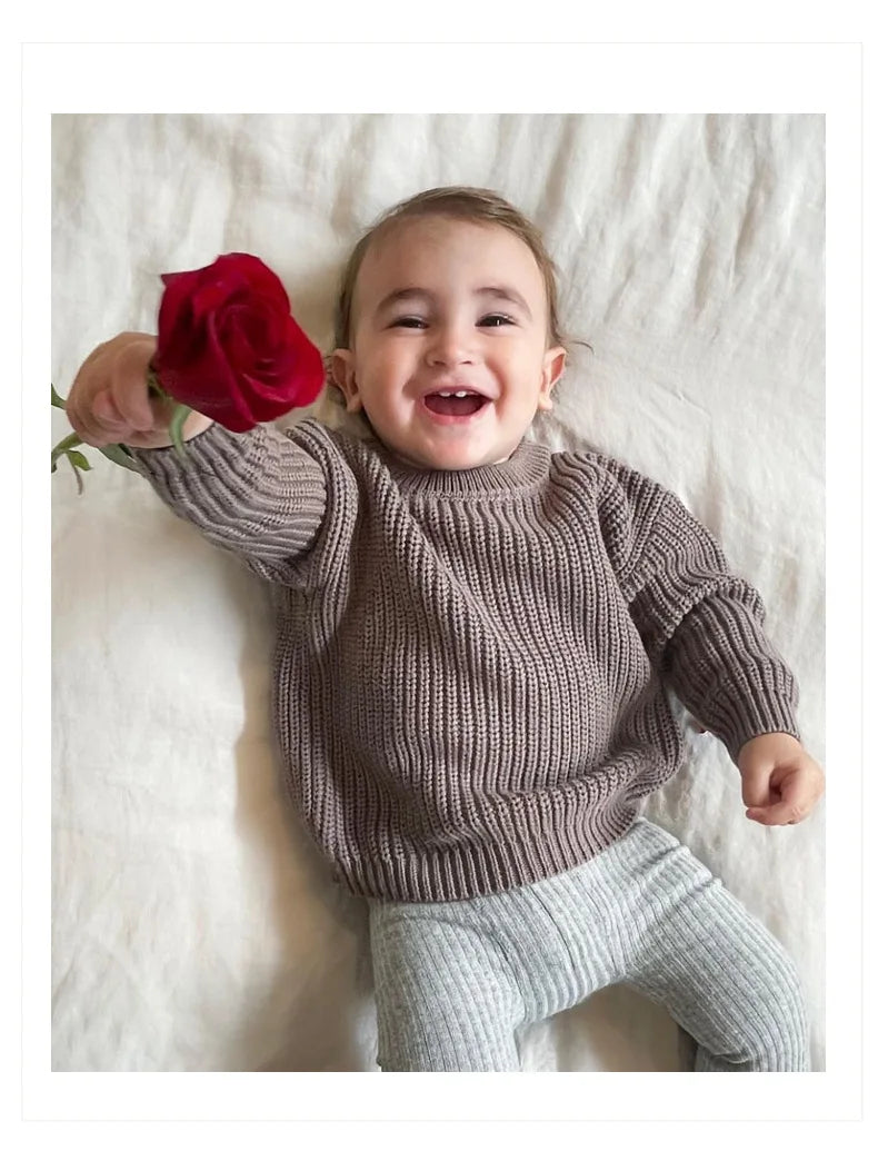 Suéteres de bebé Otoño Invierno niños niñas de manga larga suéter de punto de Color puro bebé niños niñas suéter suéteres ropa