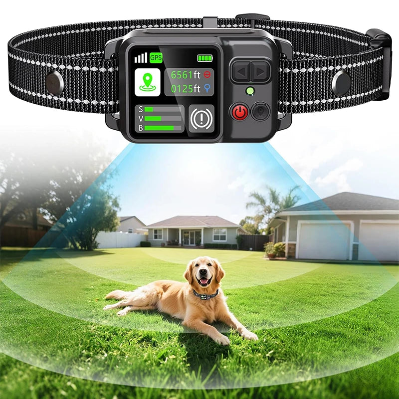 Valla electrónica inalámbrica GPS para mascotas, valla para perros y tapón para ladridos, entrenador para perros, Collar de descarga eléctrica para entrenamiento, actualización 2025