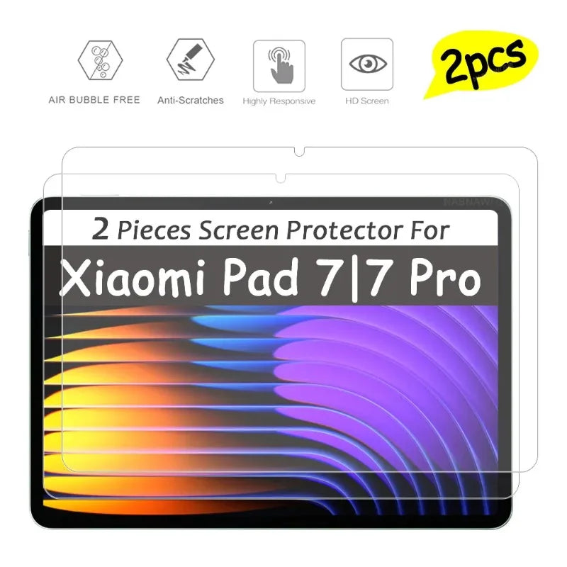 Para Xiaomi Pad 7 11,2 pulgadas 2 piezas HD Protector de pantalla de vidrio templado a prueba de arañazos Funda para Xiaomi Pro 7 Pro película protectora
