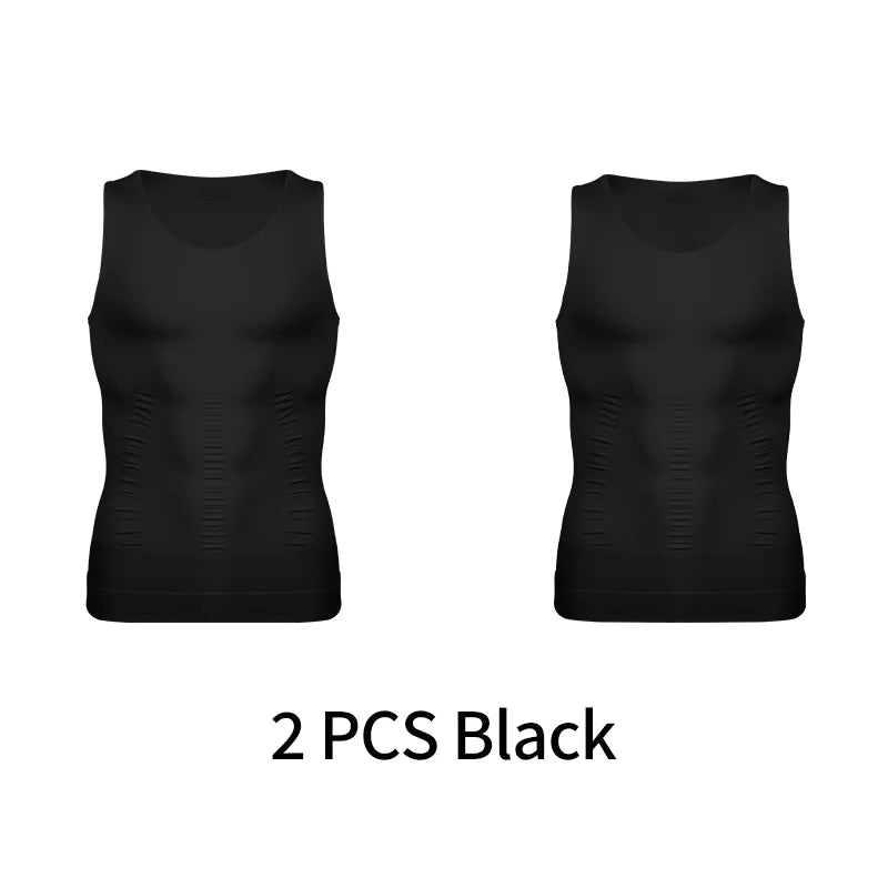 Chaleco moldeador de cuerpo adelgazante para hombre, camisa Abs para Abdomen, entrenamiento de gimnasio delgado, Control de barriga, camiseta sin mangas de compresión, ropa moldeadora sin mangas