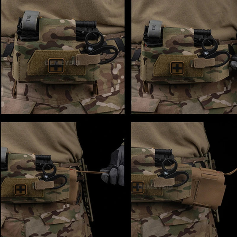 Bolsa táctica de primeros auxilios médicos, bolsas compactas para traumatismos al aire libre, IFAK para caza, chaleco Airsoft, portador de placa