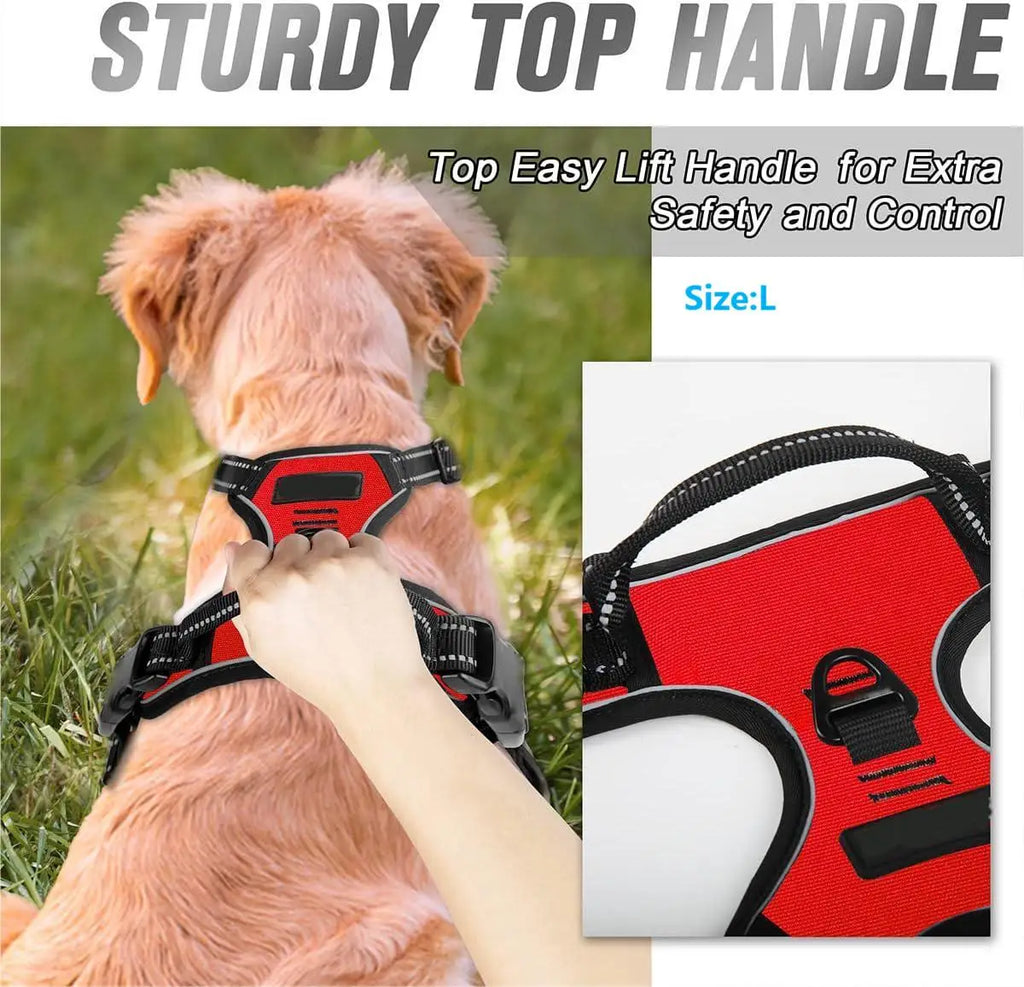 Arnés para perros sin tirones, Clip frontal, mango de fácil control reflectante resistente para caminar con perros grandes