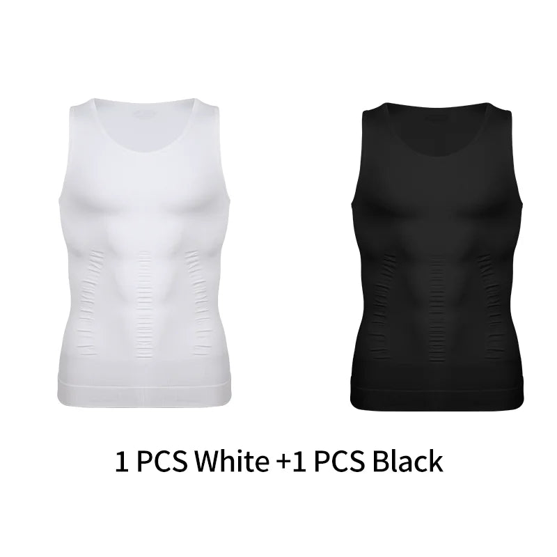 Chaleco moldeador de cuerpo adelgazante para hombre, camisa Abs para Abdomen, entrenamiento de gimnasio delgado, Control de barriga, camiseta sin mangas de compresión, ropa moldeadora sin mangas