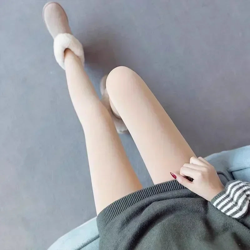 Medias térmicas de invierno para mujer, pantimedias de terciopelo transparente con forro polar, mallas gruesas y cálidas con capa interior de felpa
