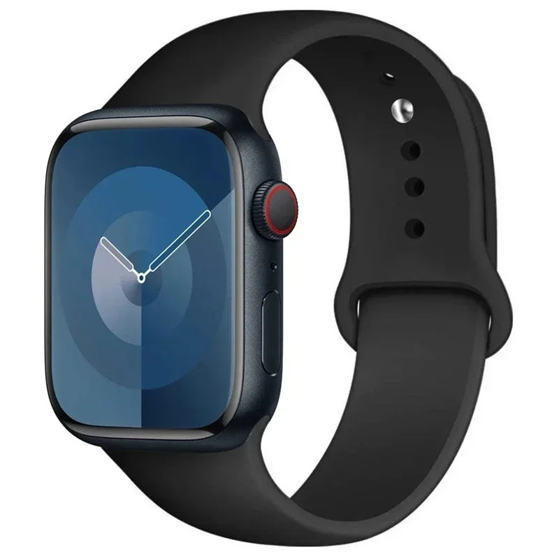 Correa de silicona para Apple Watch, 46mm, 44mm, 45mm, 40mm, 41mm, 42-38mm, 49mm, pulsera deportiva iwatch series 11 10 9 8 7 6 5 SE Ultra3
