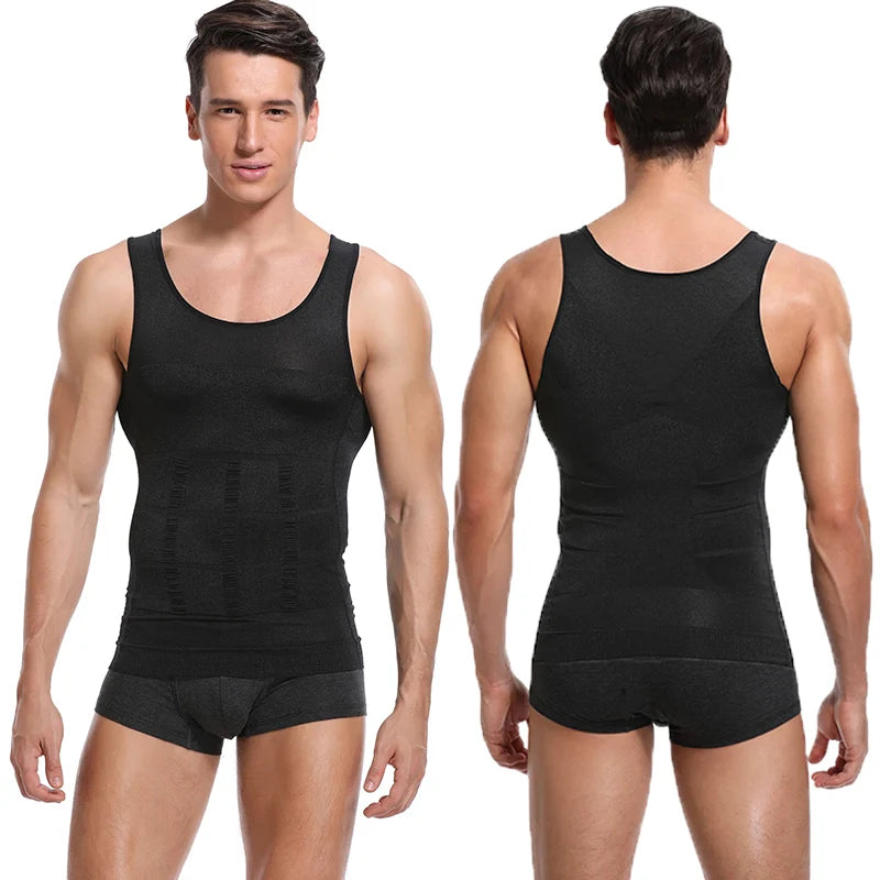 Chaleco moldeador de cuerpo adelgazante para hombre, camisa Abs para Abdomen, entrenamiento de gimnasio delgado, Control de barriga, camiseta sin mangas de compresión, ropa moldeadora sin mangas
