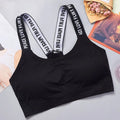 Ropa Interior Deportiva para Mujer, Top Corto sin Costuras para Yoga y Fitness, con Tirantes Anchos con Letras, Cómodo para Entrenamiento, sin Varillas
