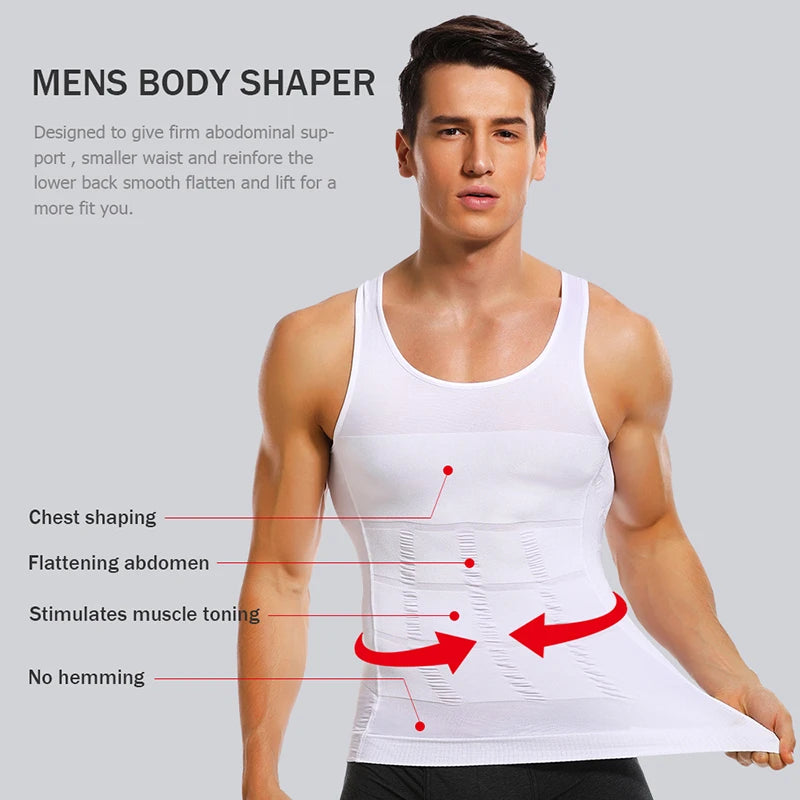 Chaleco moldeador de cuerpo adelgazante para hombre, camisa Abs para Abdomen, entrenamiento de gimnasio delgado, Control de barriga, camiseta sin mangas de compresión, ropa moldeadora sin mangas