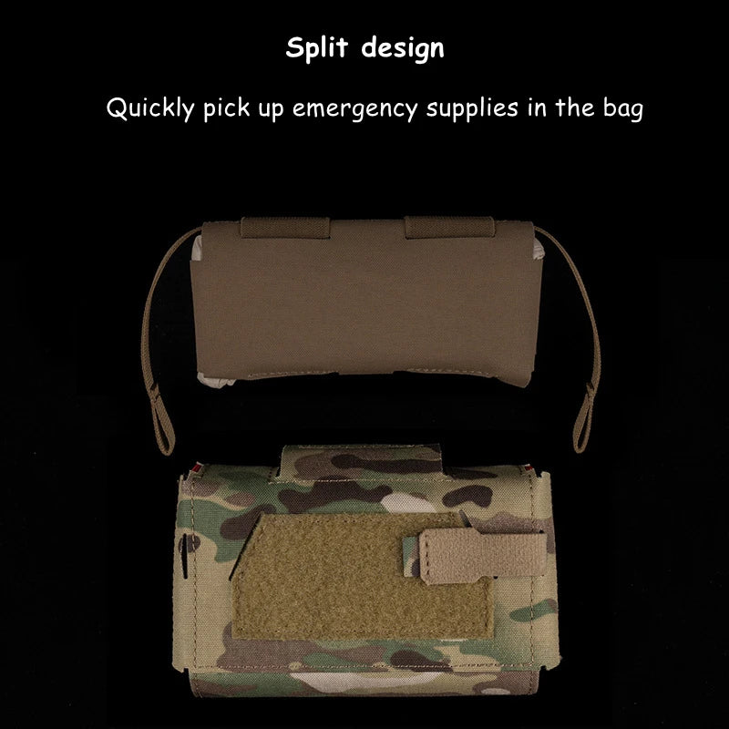 Bolsa táctica de primeros auxilios médicos, bolsas compactas para traumatismos al aire libre, IFAK para caza, chaleco Airsoft, portador de placa