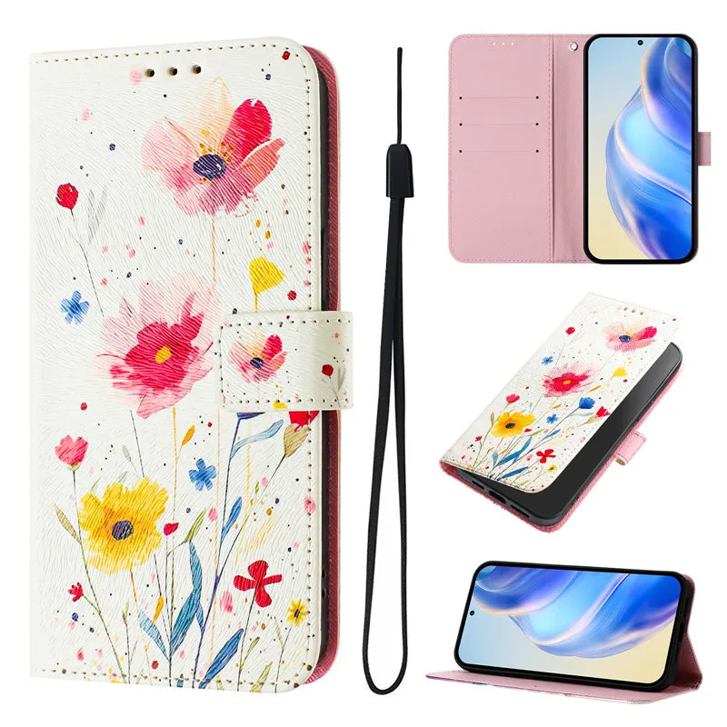 13 Funda de teléfono de cuero para iPhone 13 12 Mini 11 Pro 13Pro 12Pro Max 11Pro Coque Flip Cover Wallet fundas pintadas magnéticas gato oso