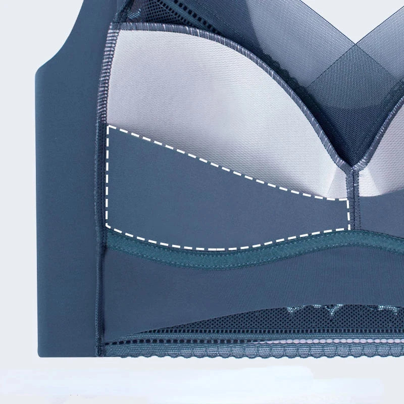 L-6L sujetador grande para mujer, Push Up de seda helada, Bralette superior sin costuras, sujetadores de encaje inalámbricos para verano, Top de talla grande, lencería, ropa interior 15019