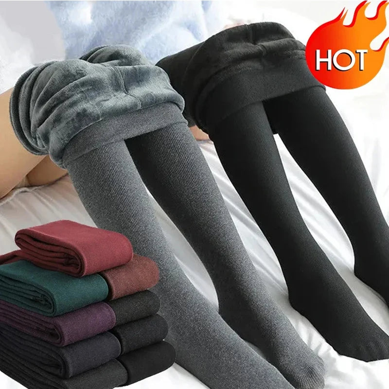 Medias térmicas de invierno para mujer, pantimedias de terciopelo transparente con forro polar, mallas gruesas y cálidas con capa interior de felpa
