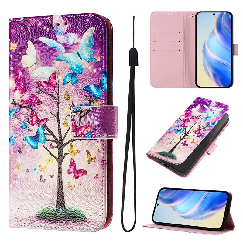 13 Funda de teléfono de cuero para iPhone 13 12 Mini 11 Pro 13Pro 12Pro Max 11Pro Coque Flip Cover Wallet fundas pintadas magnéticas gato oso