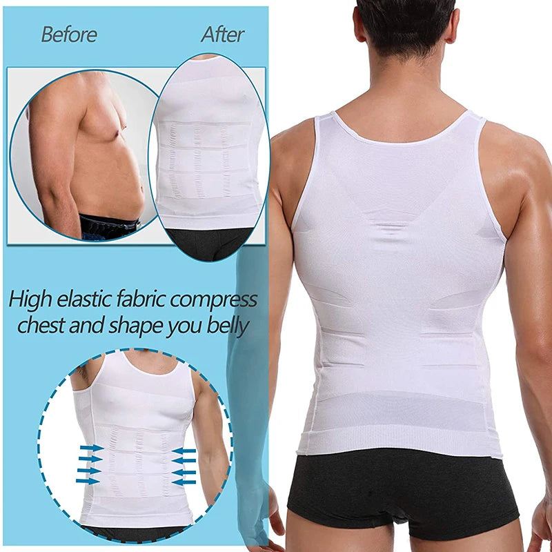 Chaleco moldeador de cuerpo adelgazante para hombre, camisa Abs para Abdomen, entrenamiento de gimnasio delgado, Control de barriga, camiseta sin mangas de compresión, ropa moldeadora sin mangas