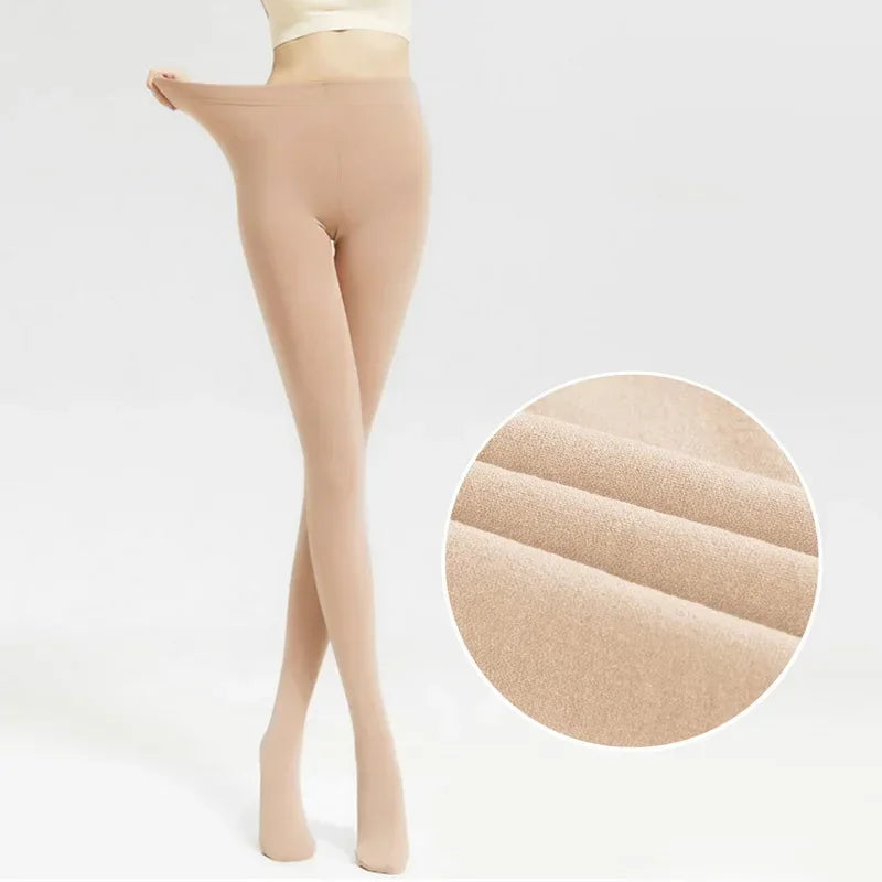 Medias térmicas de invierno para mujer, pantimedias de terciopelo transparente con forro polar, mallas gruesas y cálidas con capa interior de felpa