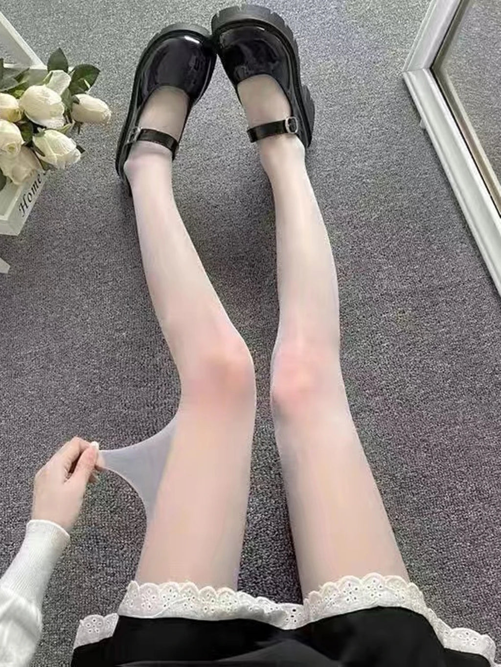 Medias negras sexis para mujer, pantimedias de lunares con forma de corazón, calcetines altos ajustados, medias elásticas buenas para mujer, lencería erótica